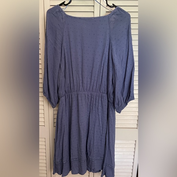 Lucky Brand Embroidered Boho Dress NWT XL Swiss Dot Blue with Tassels - Picture 2 of 11